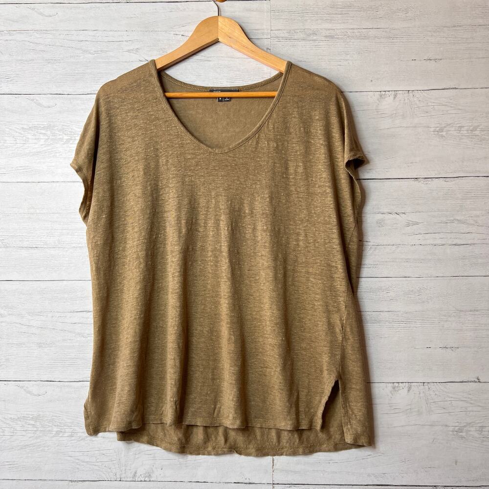 Vince Shirt Womens Size Medium Tan 100% Linen Top Breathable Summertime